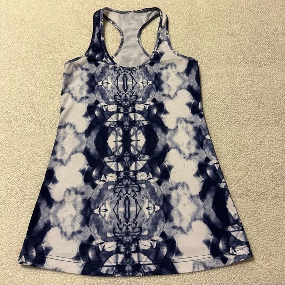 Lululemon Cool Racerback Tank Top Ink Blot White Deep Indigo Tie Dye - Picture 2 of 11